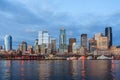 Panoramic view of Seattle Downtown from Puget Sound Royalty Free Stock Photo