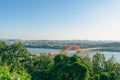 Panoramic view of Seoul city and Han river, Banghwadaegyo Bridge from Haengjusanseong Fortress in Goyang, Korea Royalty Free Stock Photo