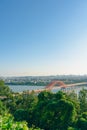 Panoramic view of Seoul city and Han river, Banghwadaegyo Bridge from Haengjusanseong Fortress in Goyang, Korea Royalty Free Stock Photo