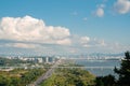 Panoramic view of Seoul city and Han river from Haengjusanseong Fortress in Goyang, Korea Royalty Free Stock Photo