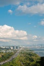 Panoramic view of Seoul city and Han river from Haengjusanseong Fortress in Goyang, Korea Royalty Free Stock Photo