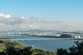 Panoramic view of Seoul city and Han river from Haengjusanseong Fortress in Goyang, Korea Royalty Free Stock Photo