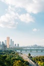 Panoramic view of Seoul city and Han river park in Korea Royalty Free Stock Photo
