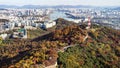 Panoramic view of Seoul city with Hangang River Royalty Free Stock Photo