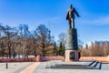 Panoramic view on Sergei Korolev Sculpture near Rocket Monument to the Conquerors of Space in Moscow, Russia Royalty Free Stock Photo