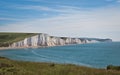 Panoramic view of the Seven Sisters, white chalk cliffs Royalty Free Stock Photo