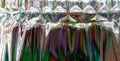 Panoramic view of several wine glasses seen with a macro lens