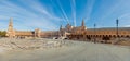 Panoramic View of Seville\'s Iconic Plaza de Espain Royalty Free Stock Photo