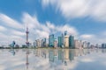 Panoramic view of shanghai skyline with huangpu river at dusk Royalty Free Stock Photo