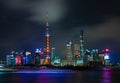 Panoramic view of Shanghai skyline at Night