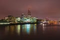 Panoramic view from the Tower Bridge at night, London, England, GB Royalty Free Stock Photo