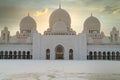Panoramic view of Sheikh Zayed Grand Mosque in Abu Dhabi Royalty Free Stock Photo