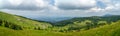 Panoramic view of Shipka Pass from Buzludzha Peak. Royalty Free Stock Photo