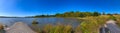 Panoramic view of the shoreline of Ed Zorinsky lake Omaha Royalty Free Stock Photo