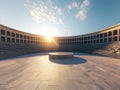 ancient amphitheater, sunlit arena, panoramic view, daytime scene Royalty Free Stock Photo