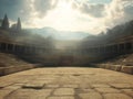 coliseum, sunny day, empty arena, ancient architecture, panoramic view Royalty Free Stock Photo