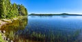 Panoramic view at Siebdniesjavrrie lake in Swedish Lapland. Vasterbotten county, Norrland, Sweden Royalty Free Stock Photo