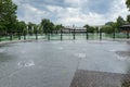 Panoramic view of Singing Fountains in City of Plovdiv, Bulgaria