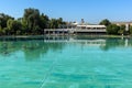 Panoramic view of Singing Fountains in City of Plovdiv, Bulgaria