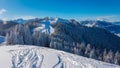 Dreilaendereck - Panoramic view of ski resort Dreilaendereck in Karawanks, Carinthia, Austria Royalty Free Stock Photo