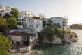 Panoramic view of Skiathos town at Skiathos island in Greece