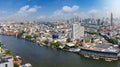 Panoramic view of the skyline of Bangkok, Bang Rak and Wang Mai district Royalty Free Stock Photo