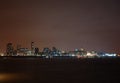 The illuminated urban skyline of the city of Liverpool at night Royalty Free Stock Photo