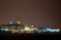 The illuminated urban skyline of the city of Liverpool at night Royalty Free Stock Photo