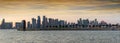 Panoramic view of the skyline of Doha during a cloudy sunset