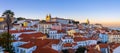 Panoramic view of skyline of Lisbon city, Portugal, many colorful houses in the Alfama district Royalty Free Stock Photo