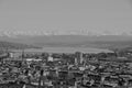 Panoramic view of  the Skyline of ZÃÂ¼rich-City from Switzerlands second highest skyscraper Royalty Free Stock Photo