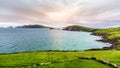 Panoramic view from Slea Head Viewing Point on Blasket Islands and Dingle Peninsula Royalty Free Stock Photo