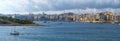 A panoramic view of Sliema coastline across the Marsamxett Harbor from Valletta. Royalty Free Stock Photo