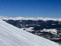 Panoramic view from the slopes of Imperial Bowl at Peak 8, Breckenridge Ski Resort Royalty Free Stock Photo