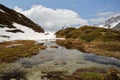 Panoramic view from a small lake close to the Lac du Clou (Clou lake)