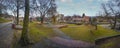 Panoramic view of small memorial park Vrelo in the town of Bela Palanka