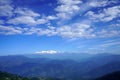 Panoramic View of Snow-Capped Kanchenjunga Range Under Vivid Blue Sky Royalty Free Stock Photo