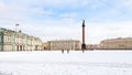 panoramic view of snow-coverd Palace Square Royalty Free Stock Photo