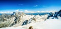 Panoramic view of snowbound Alps