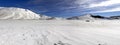 Panoramic view of snowy plateau of Castelluccio of Norcia, in Um