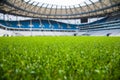 View of soccer field stadium and stadium seats Royalty Free Stock Photo