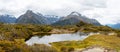 Panoramic view of the Southern Alps at Key Summit, Fiordland National Park in New Zealand