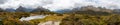 Panoramic view of the Southern Alps at Key Summit, Fiordland National Park in New Zealand