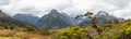 Panoramic view of the Southern Alps at Key Summit, Fiordland National Park in New Zealand