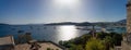 Panoramic view of southwest coast into the Aegean Sea from Bodrum Castle