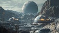 Panoramic View of a Space Colony Landscape