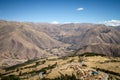 Panoramic view of spectacular high mountains, Cordillera, Andes, Peru, Clear blue sky with a few white clouds