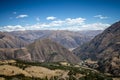 Panoramic view of spectacular high mountains, Cordillera, Andes, Peru, Clear blue sky with a few white clouds