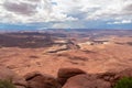 Panoramic view on Split Mountain Canyon seen from Green River Overlook near Moab, Canyonlands National Park, Utah, USA Royalty Free Stock Photo