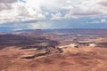 Panoramic view on Split Mountain Canyon seen from Green River Overlook near Moab, Canyonlands National Park, Utah, USA Royalty Free Stock Photo